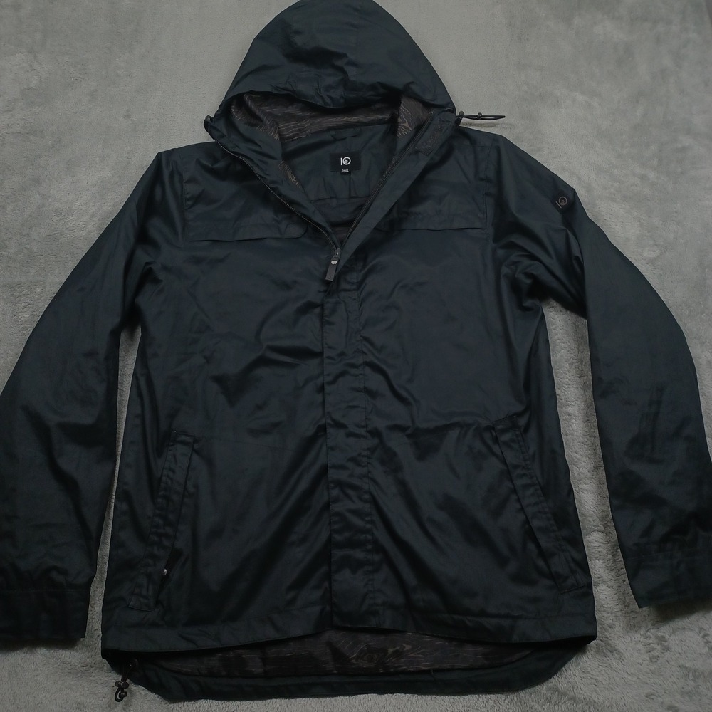10 Tree Jacket Mens Medium Black Full Zip Pockets Hooded Casual Outdoor‎